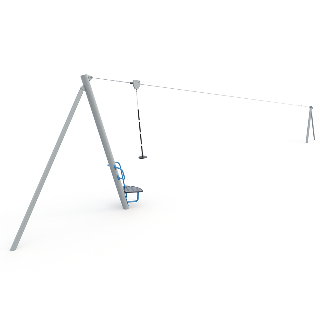 Flying Fox 22.5m single with platform and Handgrp - PlayWorks